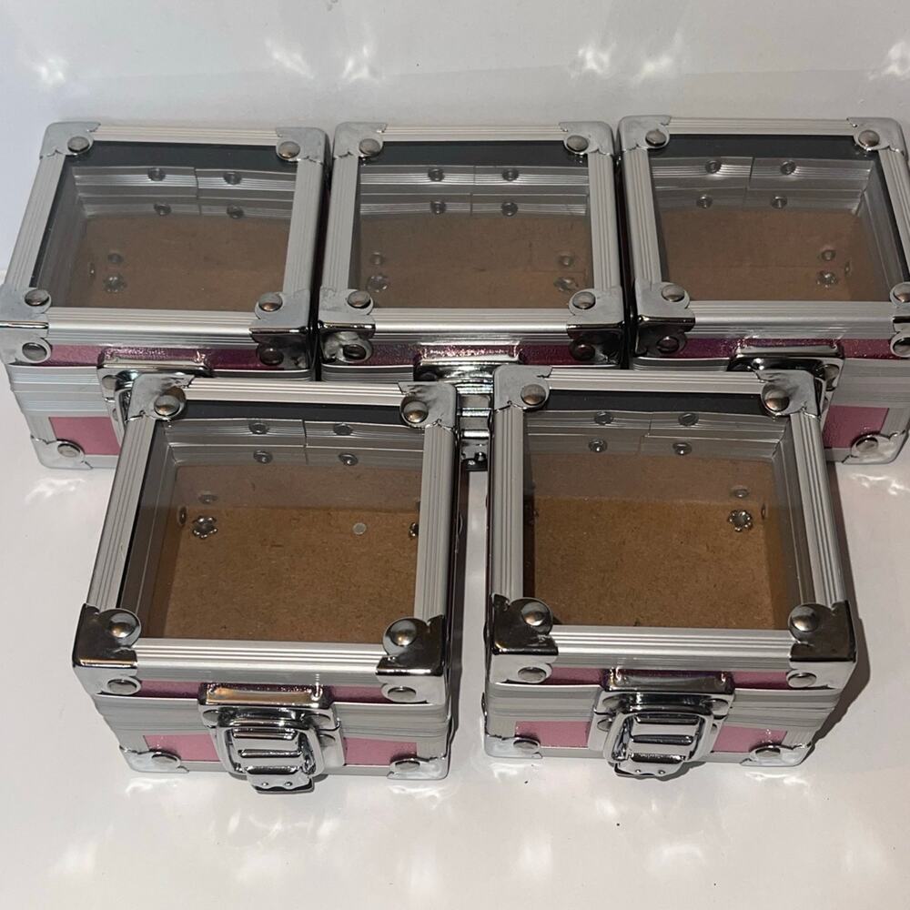 Mini Aluminum Storage Cases with Clear Lid – Set of 5
